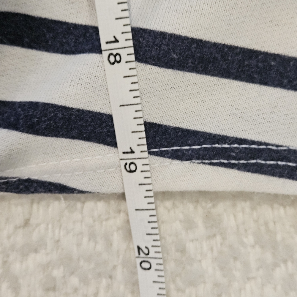 Zara Stripe Knot Front Tee Navy Blue White Size M Summer Vacation Cropped Preppy - Picture 5 of 6